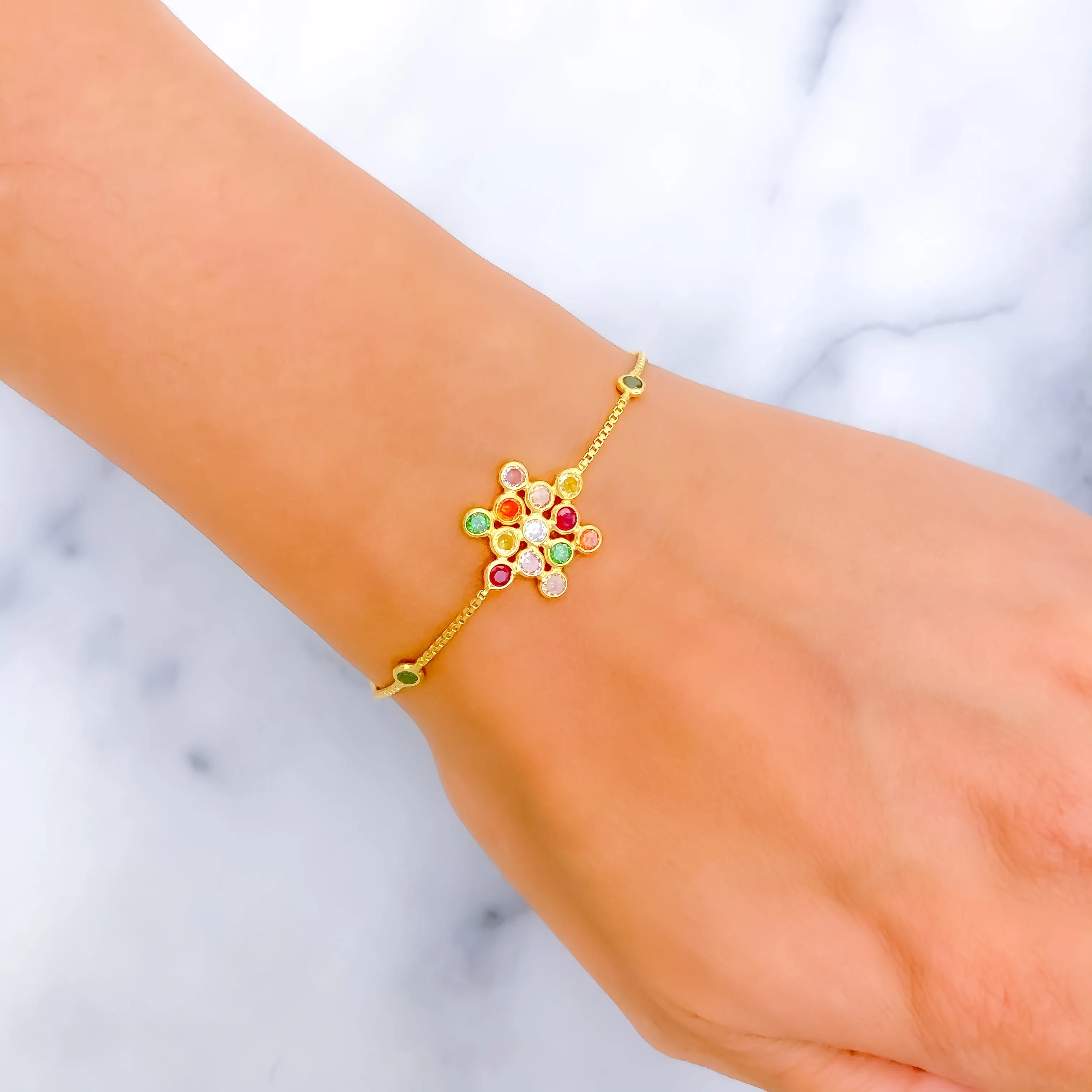 Vibrant Charming 22k Gold CZ Bracelet