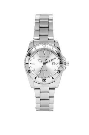 Victoria Silver Stainless Steel Strap Watch (Smoke)