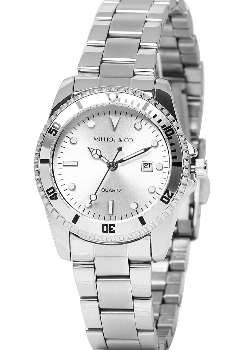 Victoria Silver Stainless Steel Strap Watch (Smoke)