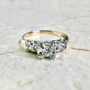 Vintage 1940’s 14 Karat Two-Tone Gold Diamond Engagement Ring