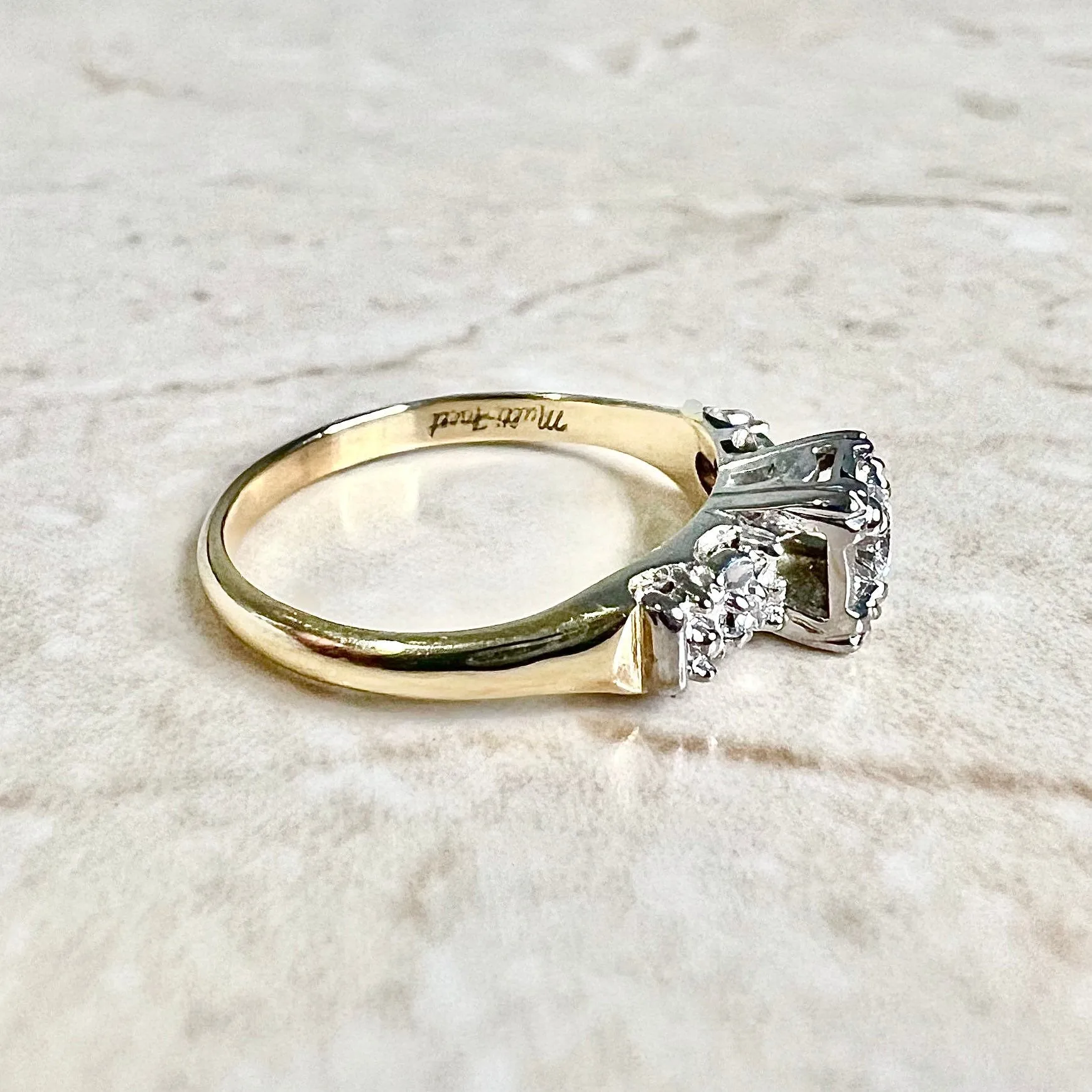 Vintage 1940’s 14 Karat Two-Tone Gold Diamond Engagement Ring