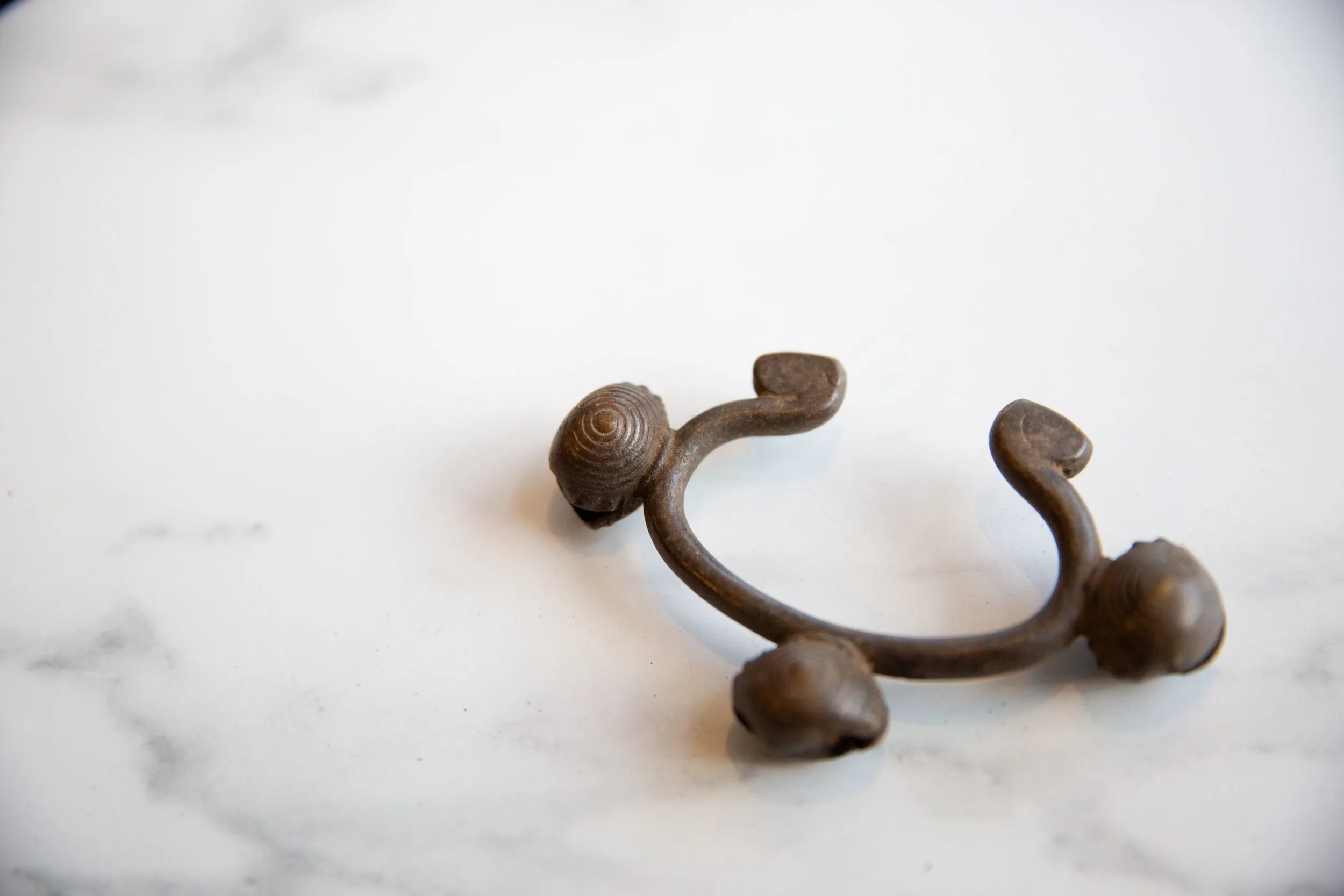 Vintage African Bronze Alloy Lobi Bell Cuff Bracelet