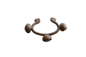 Vintage African Bronze Alloy Lobi Bell Cuff Bracelet