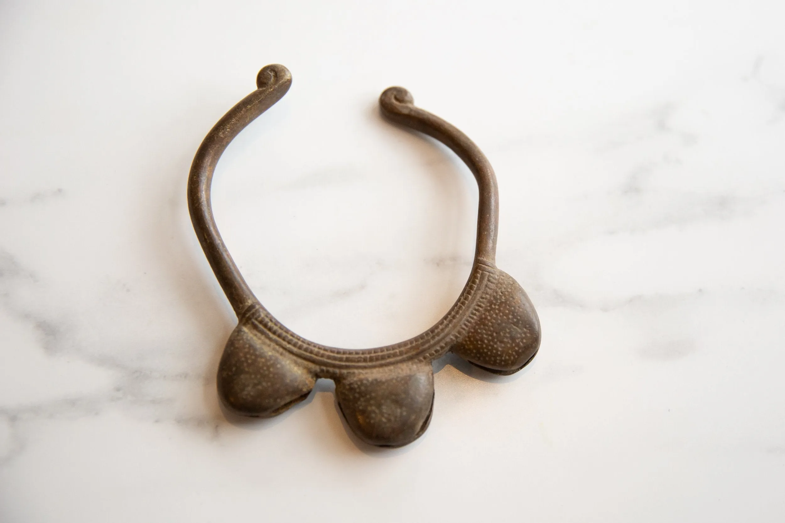 Vintage African Bronze and Copper Bell Cuff Bracelet