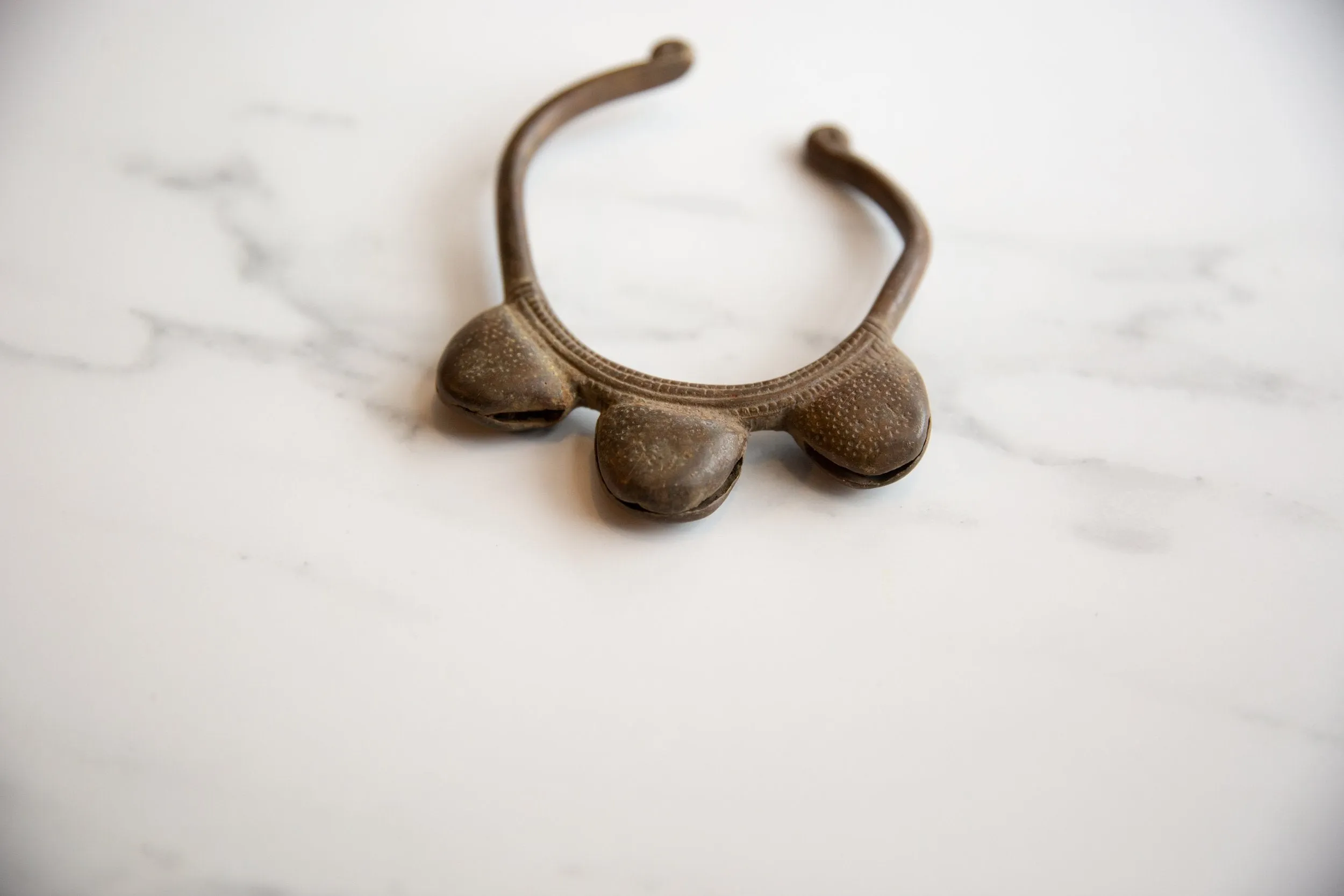 Vintage African Bronze and Copper Bell Cuff Bracelet