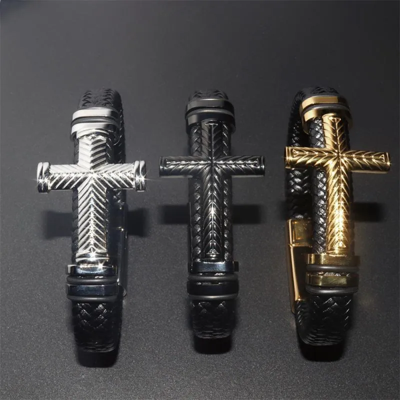 Vintage Criss Cross Braided Leather Bracelet for Men