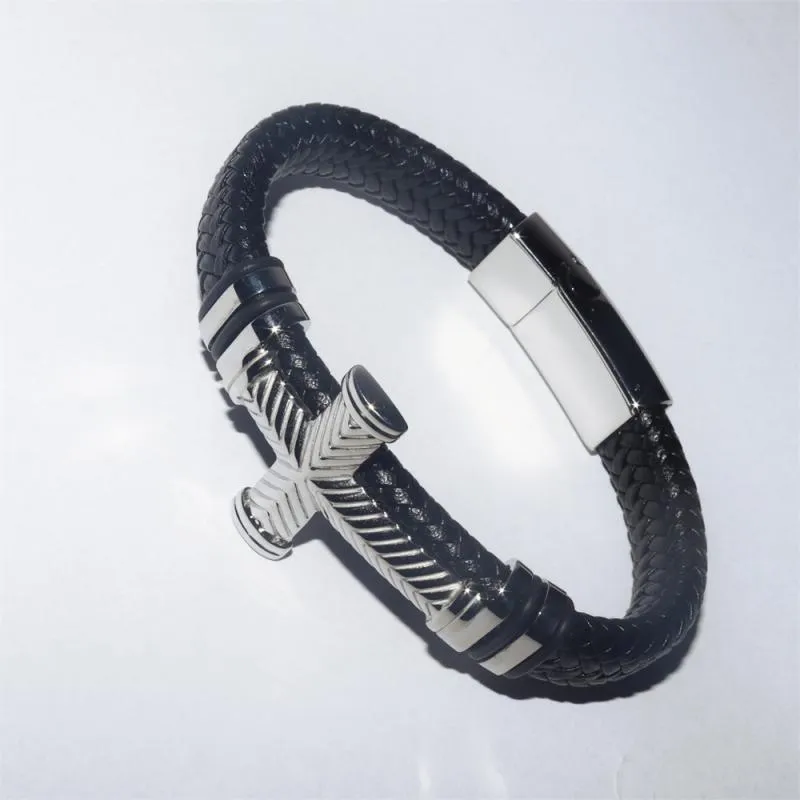 Vintage Criss Cross Braided Leather Bracelet for Men
