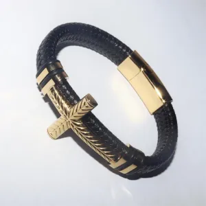 Vintage Criss Cross Braided Leather Bracelet for Men