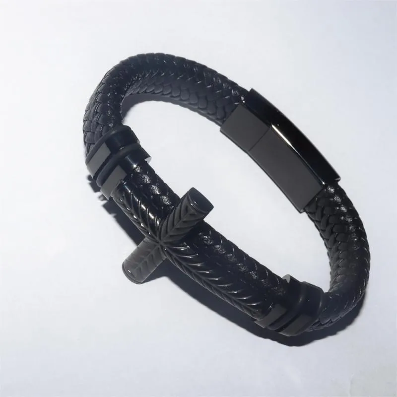 Vintage Criss Cross Braided Leather Bracelet for Men