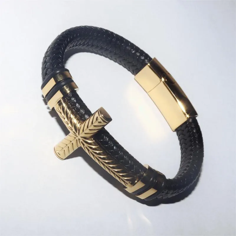 Vintage Criss Cross Braided Leather Bracelet for Men