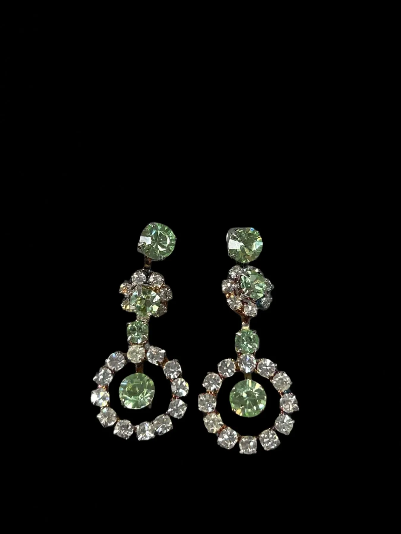 Vintage Green Rhinestones & Earrings Set
