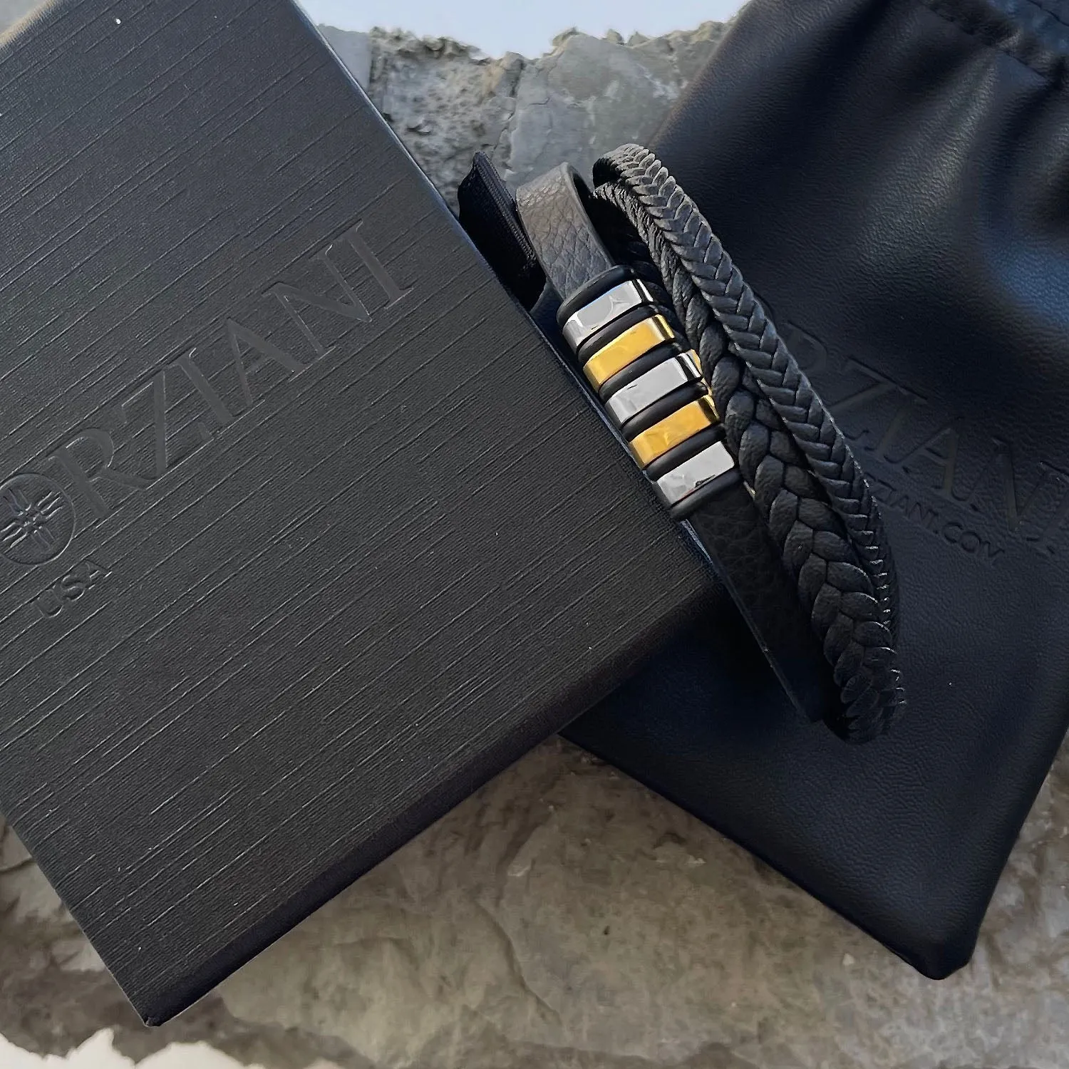 Voyager Multilayered Nappa Leather Bracelet Gold