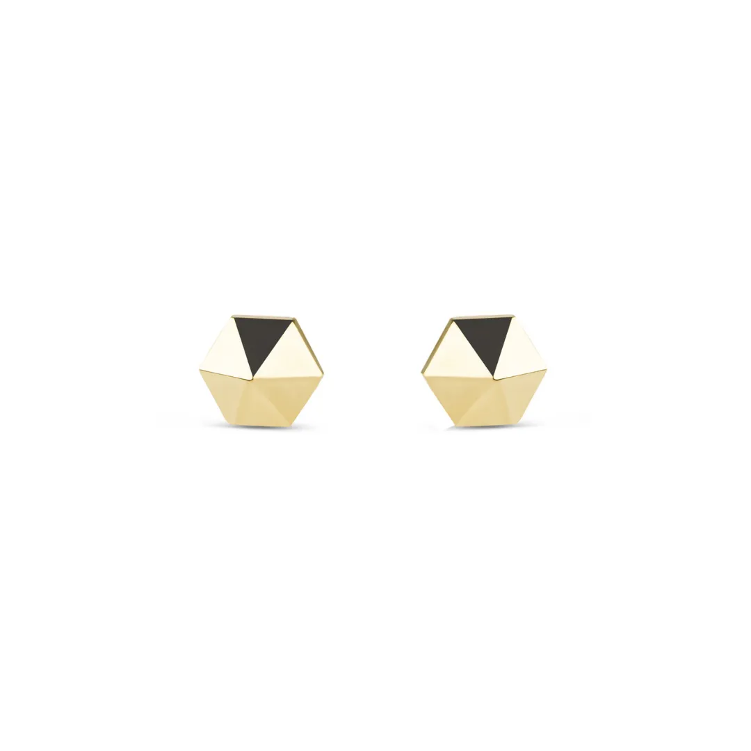 WATER 14 KARAT YELLOW GOLD STUD EARRINGS