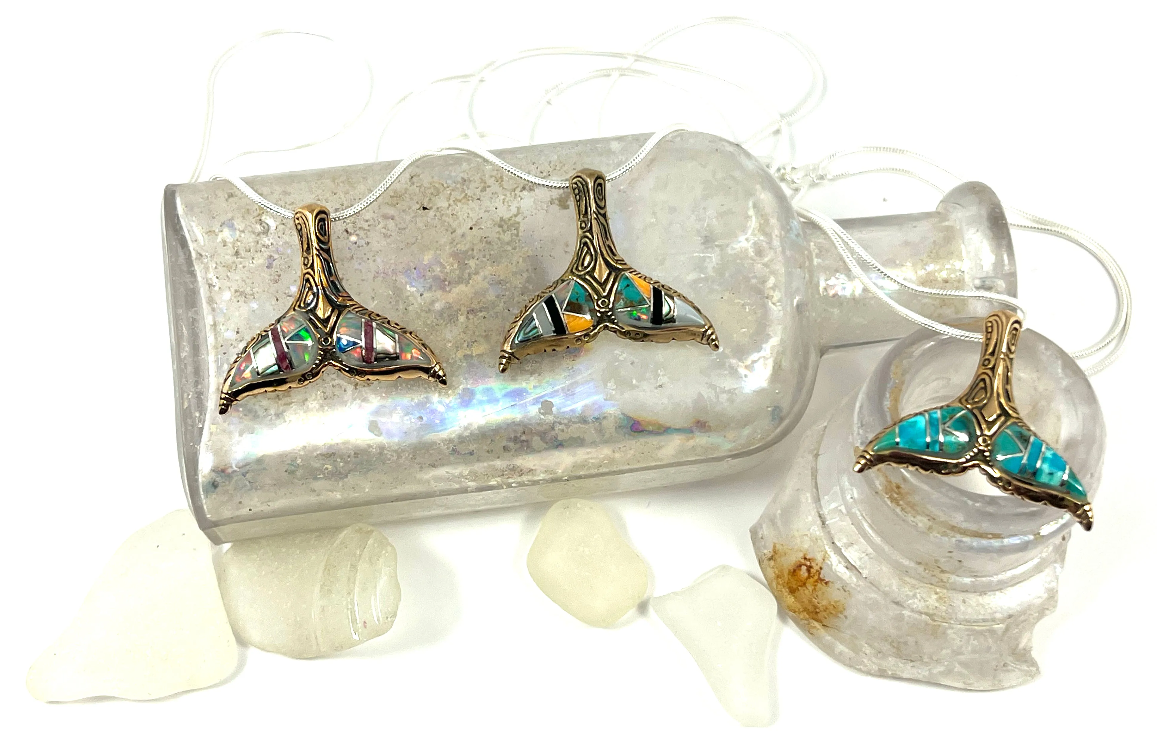 Whale Fluke Necklace- Inlay