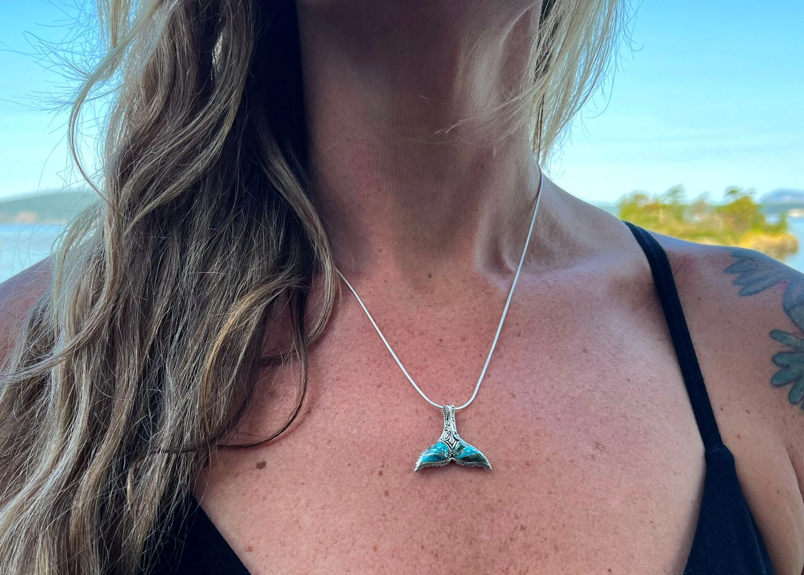 Whale Fluke Necklace- Inlay