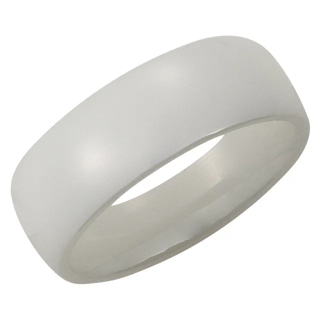 White Ceramic 8mm Domed Band Size 4.5