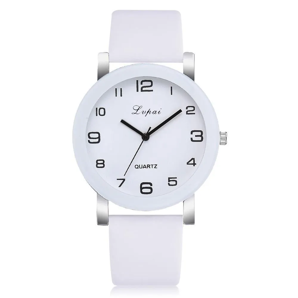 Woman's Watch Fashion Simple White Quartz Wristwatches Sport Leather Band Casual Ladies Watches For Women and Girls