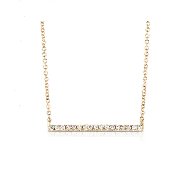 Yellow Gold Bar Necklace With Diamonds